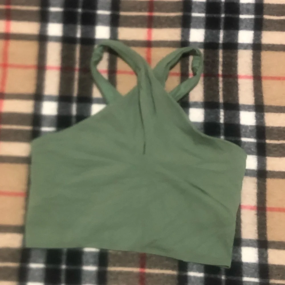 Lululemon Nulu Wrap-Front Longline Bra 
Green Twill - Picture 6 of 9